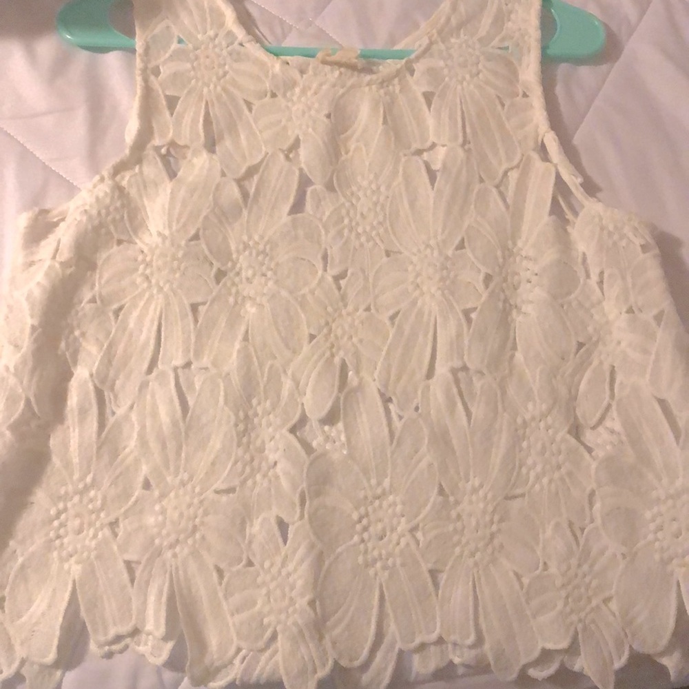 Caution to the wind ( floral lace tank top )